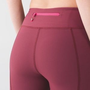 Lululemon Tight Stuff Running Tights 12 Wine Berry Bon Bon Reflective Leggings